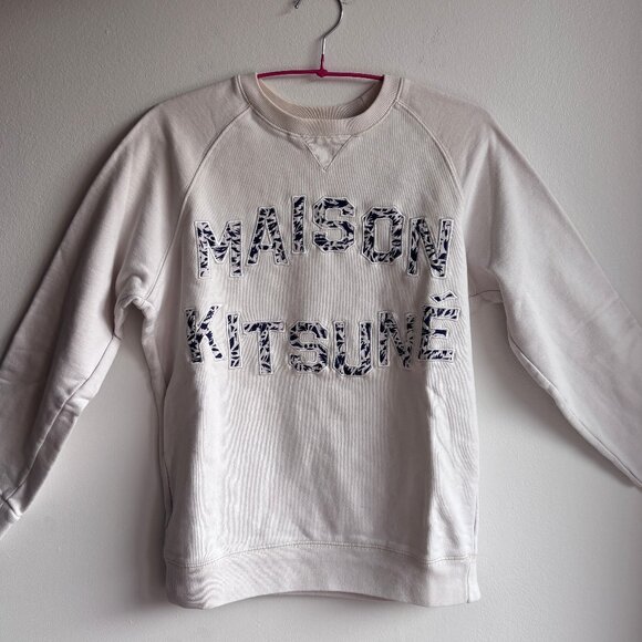SzS - Maison Kitsuné Graphic Navy Letter Print Soft White Sweatshirt - Picture 8 of 10